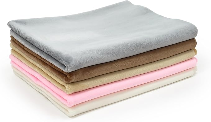 kullaloo Plush Fabric | Precut Fabric Bundle: 5 Pieces Solid Minky Fabric for Sewing | 19.5x29.5 Each | for Plushies, Baby Blankets, Pillows, Dog Beds, Apparel | Besties Colors Minky Fabric Pack