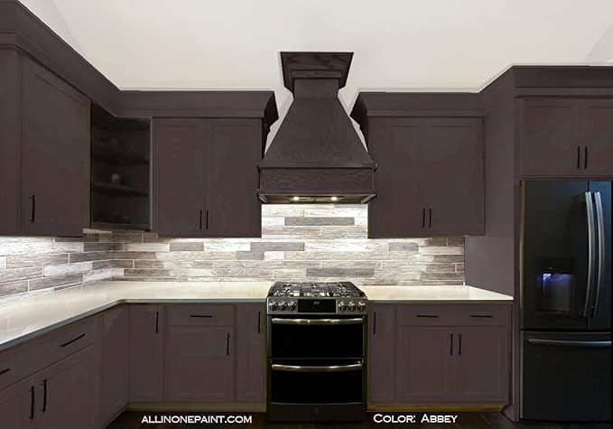 ALL-IN-ONE Paint, Durable cabinet and furniture paint. Built in primer and top coat, no sanding needed. Includes our 30 featured color card - Santorini (slate blue), Gallon