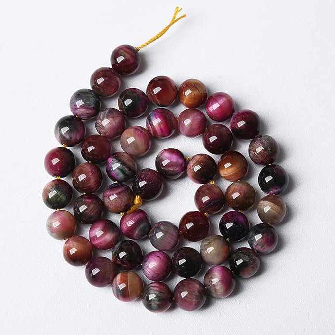 61pcs 6mm Top AAA Natural Tiger Eye Beads for Jewelry Making Rose Red Starry Sky Tiger Eye Stone Round Loose Beads DIY Bracelet Necklace Earrings