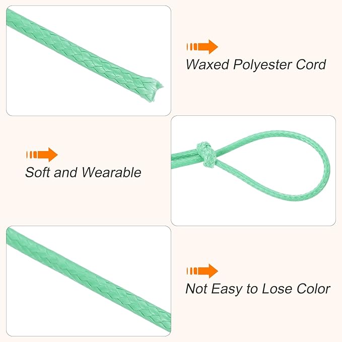 MECCANIXITY Waxed Cord 1mm Waxed Thread 87 Yard Wax String Leather Cord for Bracelet Making, Necklaces, Beading, Jewelry Making and DIY Crafts(Lake Blue)