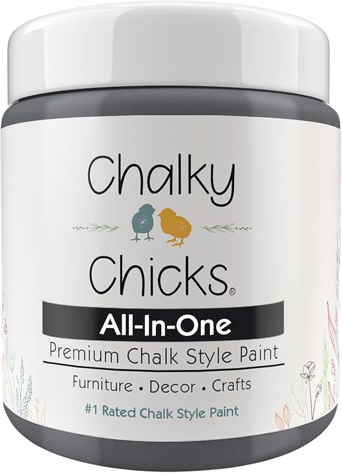 Chalky Chicks All-in-One Chalk Paint for Furniture or Cabinet - 4Fl Oz - Matte Finish Nailed It (Blueish Gray) for Metal, Wood Furniture Paint - No Sanding All-in-One for Home Decor & Crafts, USA Made