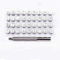26 PCS Capital Leathercraft Metal Letter Stamps Punch Set, 1/4”(6mm) Steel Printing Punch Alphabet Letter Stamp Tool Capital Letters Printing Copper with A Pole,DIY Kit