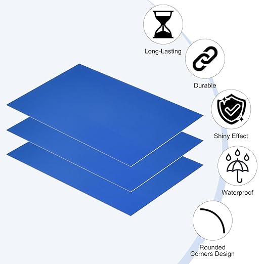 PATIKIL 6x10 Inch Anodized Aluminum Sheet Metal, 5Pcs Laser Plates Engraving Blanks 0.5MM Thin Rectangle for Crafting DIY House Laser Engraving, Blue