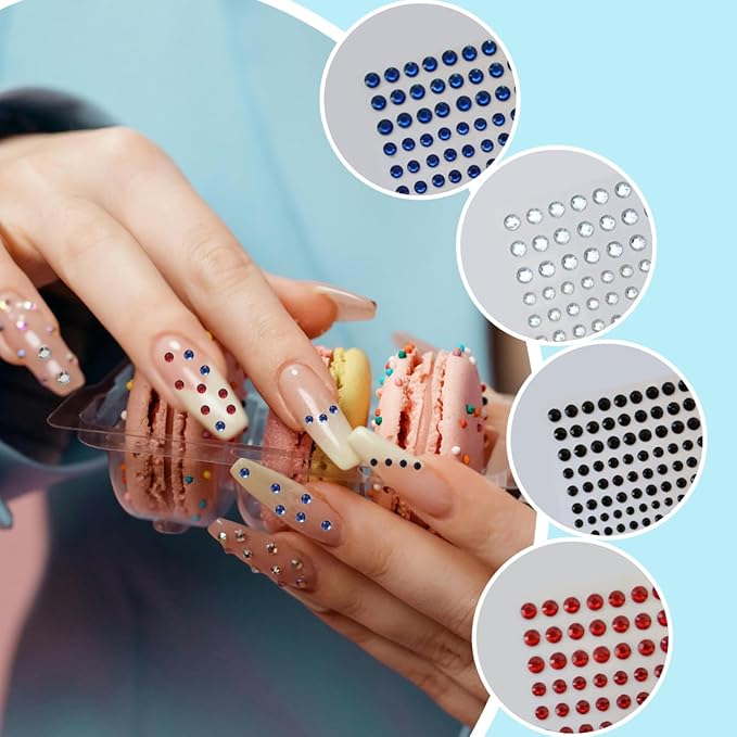 5 Sheets Self Adhesive Pearl Stickers, Flat Back Pearls Sticker, 4 Size Self Adhesive Rhinestone Gem Stickers for DIY Crafts Craft Card Decorations Nail Art Beauty Makeup (Red)