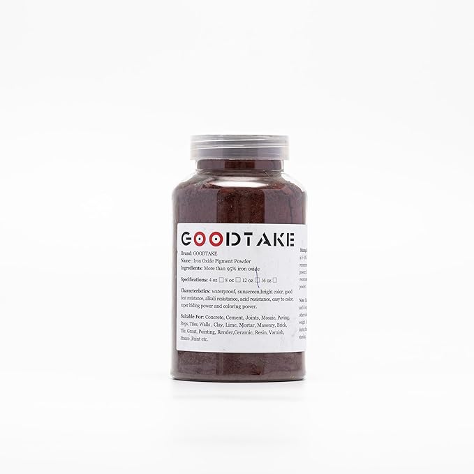 GOODTAKE Concrete Pigment, Wine Red Iron Oxide Pigment Powder, Concrete Cement Dye Color Pigment for Pastel, Tile, Paint, Mortar, Clay, Lime, Grout, Bath Bombs Coloring (Wine Red, 16 oz)