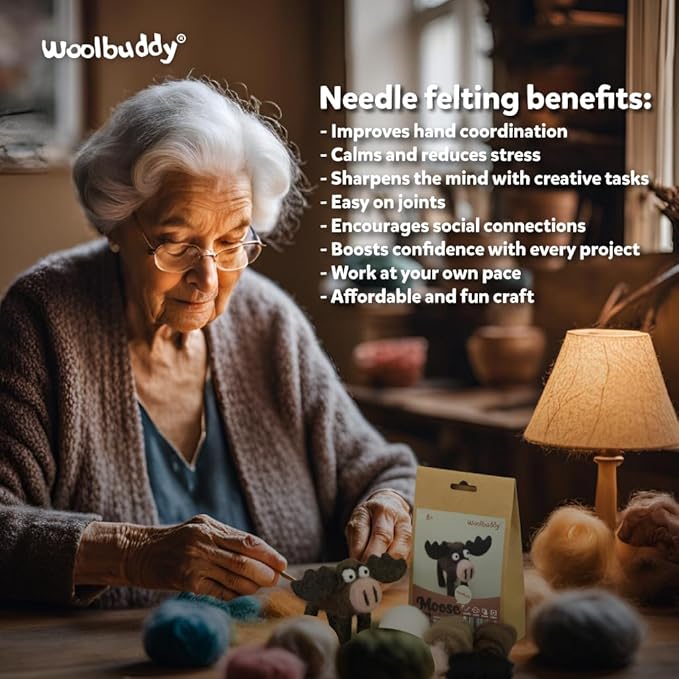 Woolbuddy Needle Felting Kit for Beginners & Adults – DIY Black Cat Animal Craft Kit – Complete Starter Kit with Wool, Needles & Step-by-Step Instructions
