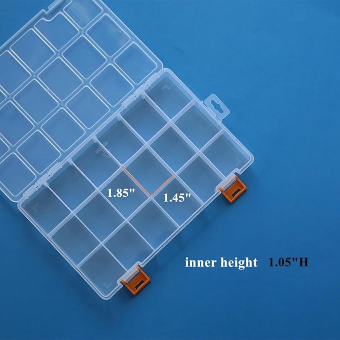 BangQiao 4 Pack 18 Grids Clear Plastic Storage Box with Dividers, Transparent Organizer Container Case for Small Parts, Bead, Button, Jewelry, Diamond, Craft Supplies,Sewing Kit, DIY Accessories