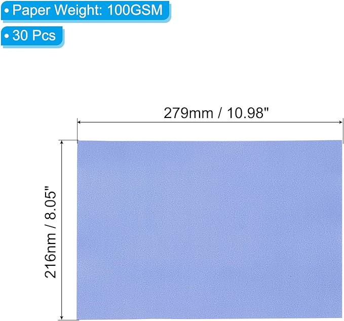 PATIKIL 30 Sheets Vellum Paper 8.5x11inches, Printable Translucent Paper 100GSM Colored for Invitations Laser Inkjet Printing Card Making Crafting Wedding Tracing, Blue