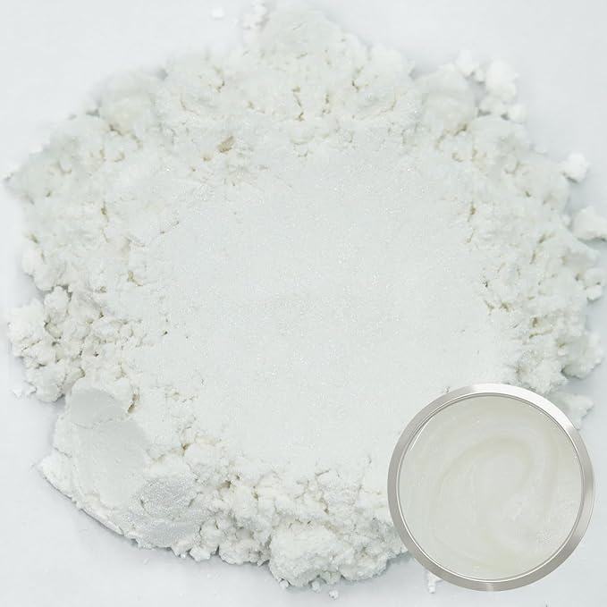 Matio Mica Powder, 1.8oz/ 50g Diamond White Pearlescent Effect Mica Powder for Epoxy Resin Natural Color Pigment for Soap Making, Bath Bomb, Candle Dye, Resin Craft, Paint,Nails,Jewelry, Slime Pigment