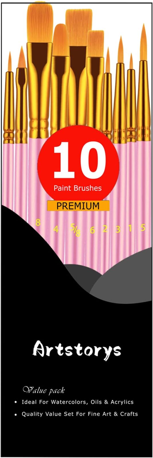 Paint Brush Set, 10 Pcs Paint Brushes for Acrylic Painting, Round Pointed Tip Detail Small Paint Brush for Oil Watercolor Canvas Face Body Boards Rock, Kids Adult Drawing Arts Crafts Supplies, Pink