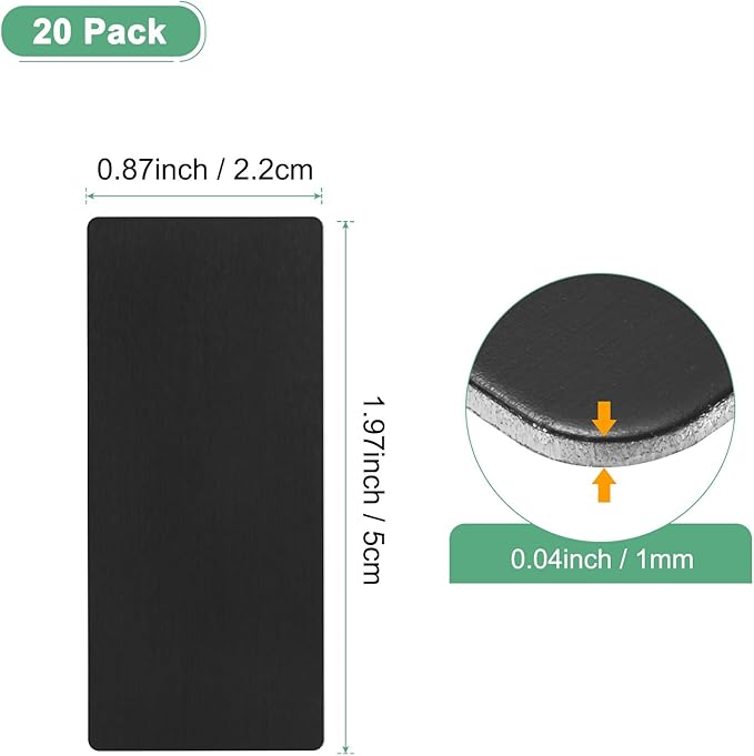 20-Pack Anodized Aluminium Laser Engraved Mount Metal Plate 2x1x0.04 Inch Engraver Blank Anodized Aluminum Sheets for DIY Laser Printing/Home/Office[Black]