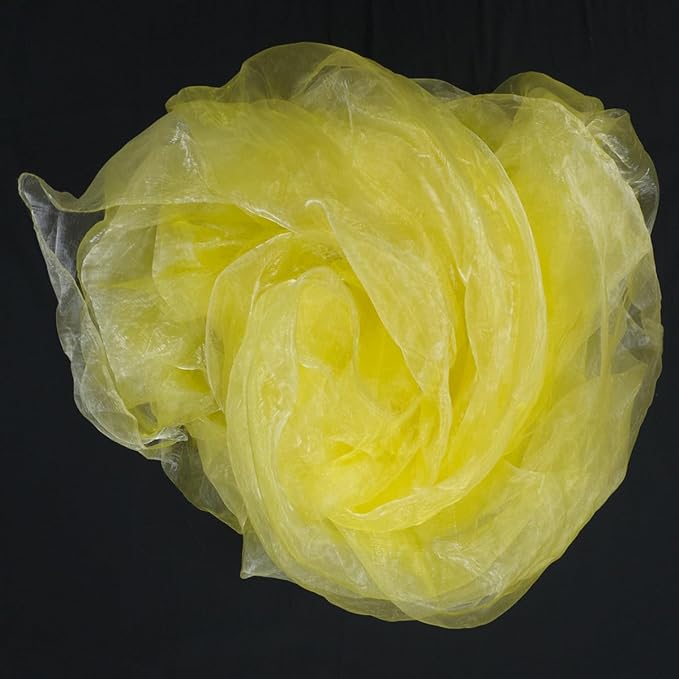 Two-Tone Iridescent Holographic Organza Fabric - 11 Yards by The Yard | Lightweight Sheer Tulle | for Wedding Dresses, Party Decor, DIY Crafts, Shiny Backdrops(Shimmery ICY Yellow)