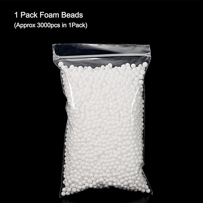MECCANIXITY Foam Beads Foam Balls 7-9mm for Wedding and Party Decorations, Tiny Packing Balls, Arts DIY Crafts Supplies (White,1 Pack Approx 3000pcs)