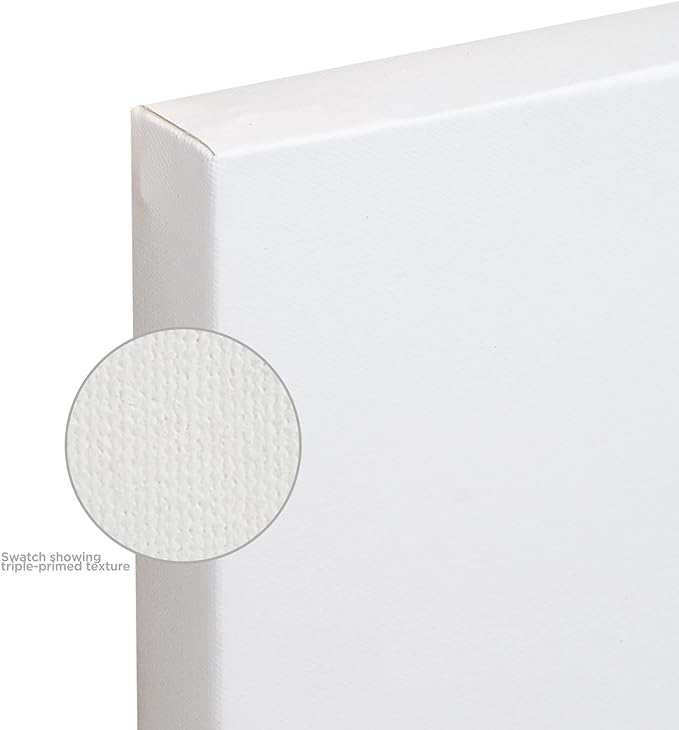 Creative Mark The Edge Deluxe Cotton 1-1/2" Deep Stretched Canvas for Painting, 24"x30" Pack of 3, 14oz. Primed Weight, Universal Archival Priming, Medium Tooth, Hand-Stretched Canvas for Painters