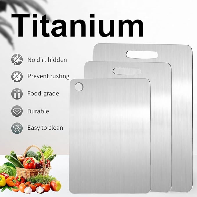 Titanium Cutting Boards for Kitchen,Katuchef Titanium Cutting Board,Non toxic Doubld-Side Available Chopping Boards, Easy to Clean and Store(1PC-M:13.38 * 9.05)