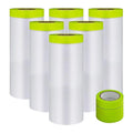 Pre-Taped Masking Film-55inx65ft Tape and Drape Painters Paper Rolls, Plastic Painting Film for Automotive Painting Covering （Masking Film:6rolls,Tape:3rolls）