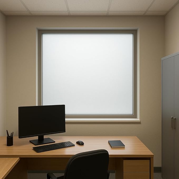 Rockrose Matte Frost Home Window Tint Film - Decorative Opaque Privacy Film Frosted for Home Offices Shower Door with UV Blocking - 60 in x 100FT - Matte Frost