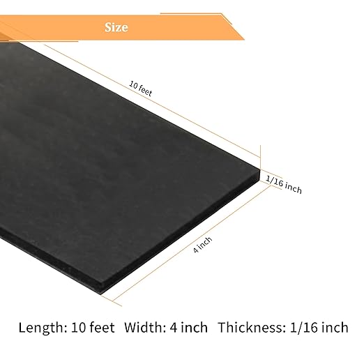 DOBTIM Solid Neoprene Rubber Strips with Adhesive Backing 1/16 (.062)" Thick x 4" Wide x 10' Long, Self Adhesive Rubber Sheets, Rolls & Strips for DIY Gaskets Crafts Pads Seals Warehouse Flooring