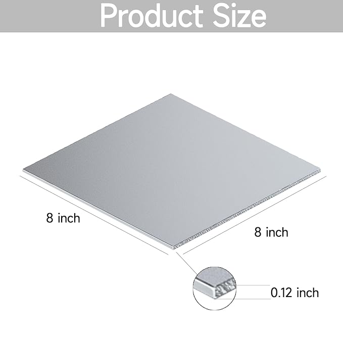 304 Stainless Steel Sheet - 8" X 8" X 1/8" Thin Stainless Steel Plate 1/8 Inch Thickness with Protective Film Metal Sheets Shim Stock Sheets for Kitchen DIY Crafting etc. (203 x 203 x 3 mm)