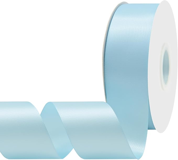 Lt.Blue Satin Ribbon 1-1/2" X 50 Yards Solid Color Double Faced Ribbons Perfect for Crafts Wedding Decor Bow Making Arts Sewing and More