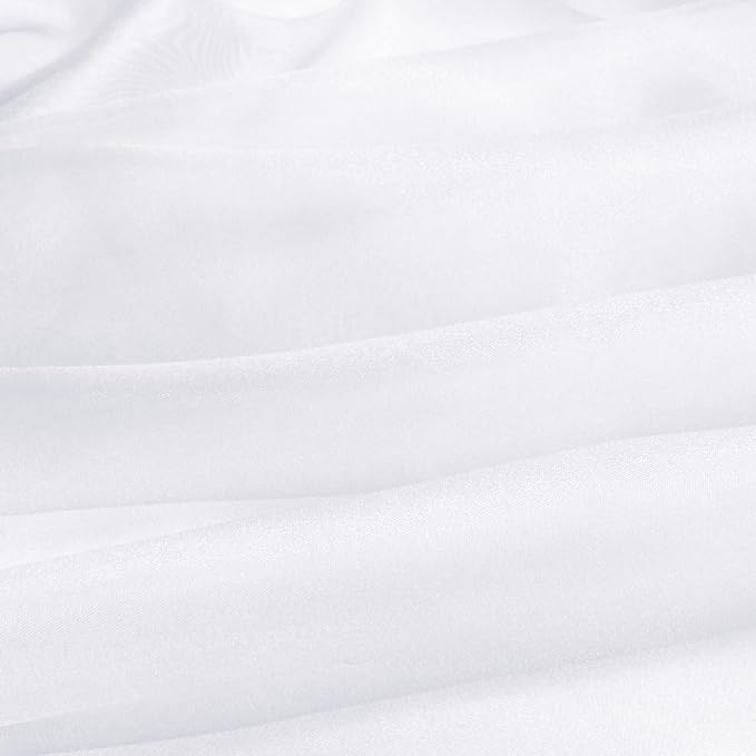 VACVELT Sheer Organza Fabric by The Yard, 60 Inch Wide White Organza Fabric Bolt Bridal Sheer Tulle Fabric, Silk Organza Fabric Roll for Wedding Party Decorations Backdrop Curtain (2 Yards)
