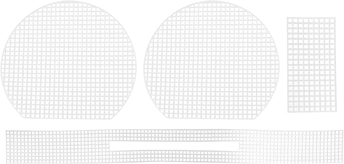 MECCANIXITY 2Set Plastic Mesh Canvas Sheet 4 Count for Crochet Bag Making Blank Canvas Semicircle for Embroidery Needlepoint, Bag, Knit Crochet Mesh, White
