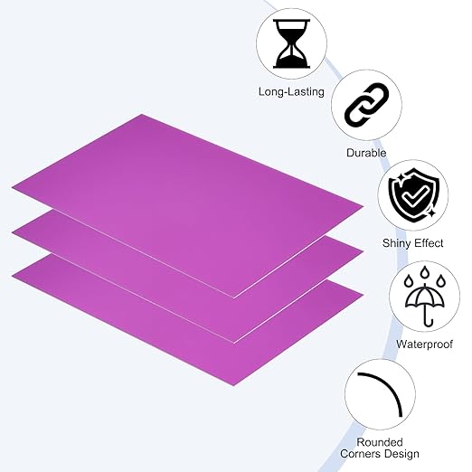 PATIKIL 8x12 Inch Anodized Aluminum Sheet Metal, 3Pcs Laser Plates Engraving Blanks 0.5MM Thin Rectangle for Crafting DIY House Laser Engraving, Purple
