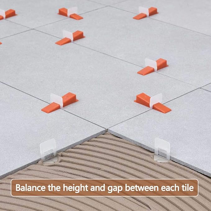 2000 PCS Tile Leveling System Clips 1/16''(1.5mm) 2000-Piece Tiles Leveler Spacers Tool for Professional Ceramic Tile and Stone Installation