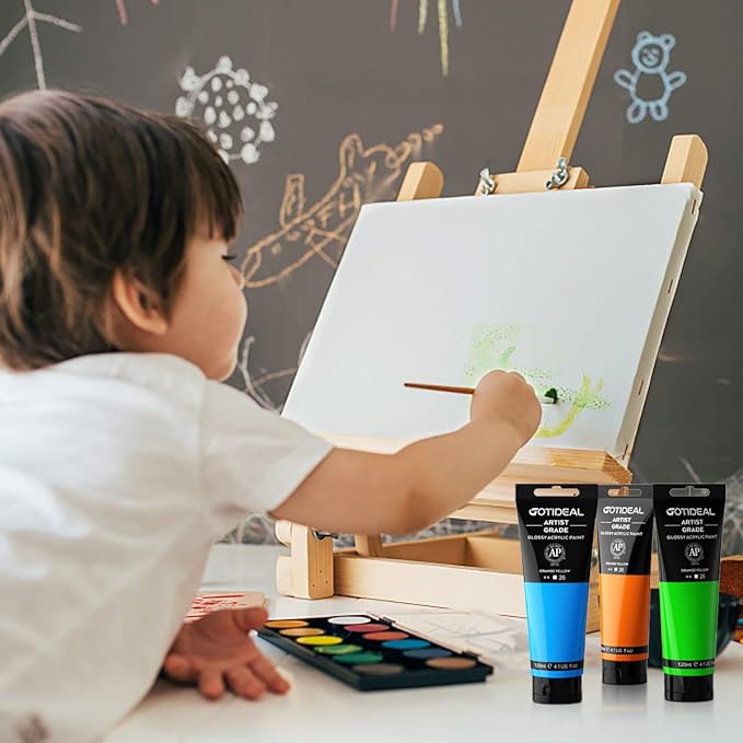 GOTIDEAL Acrylic Paint Titanium White Tubes(250ml, 8.79 oz) Non Toxic Non Fading,Rich Pigments for Painters, Adults & Kids, Ideal for Canvas Wood Clay Fabric Ceramic Craft Supplies