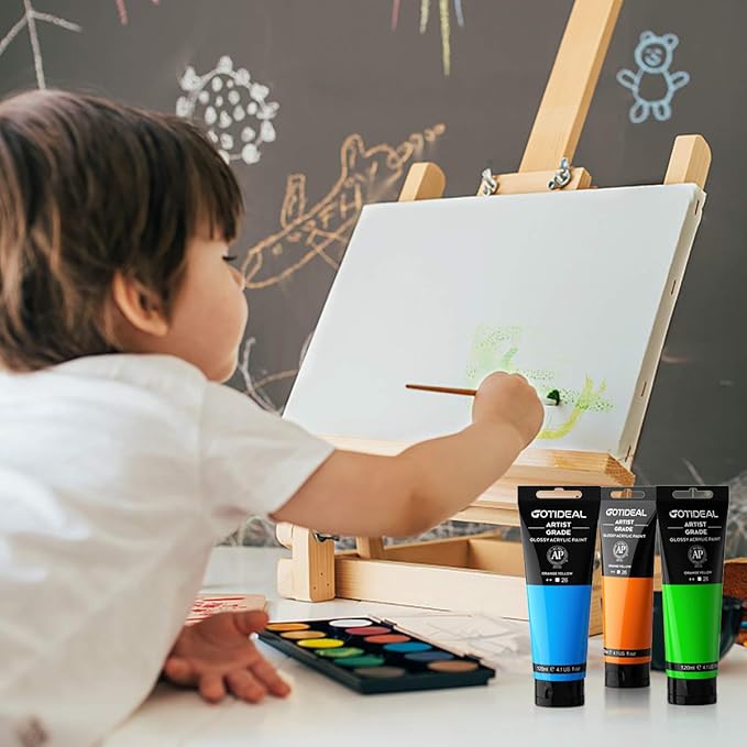 GOTIDEAL Acrylic Paint Phthalo Blue Tubes(120ml, 4.1 oz) Non Toxic Non Fading,Rich Pigments for Painters, Adults & Kids, Ideal for Canvas Wood Clay Fabric Ceramic Craft Supplies (Phthalo Blue)