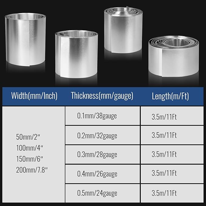 Aluminum Flashing Roll，Aluminum Sheet Roll 3500x50x0.4mm(LxWxT) Applicable to Various House Repair and DIY Projects