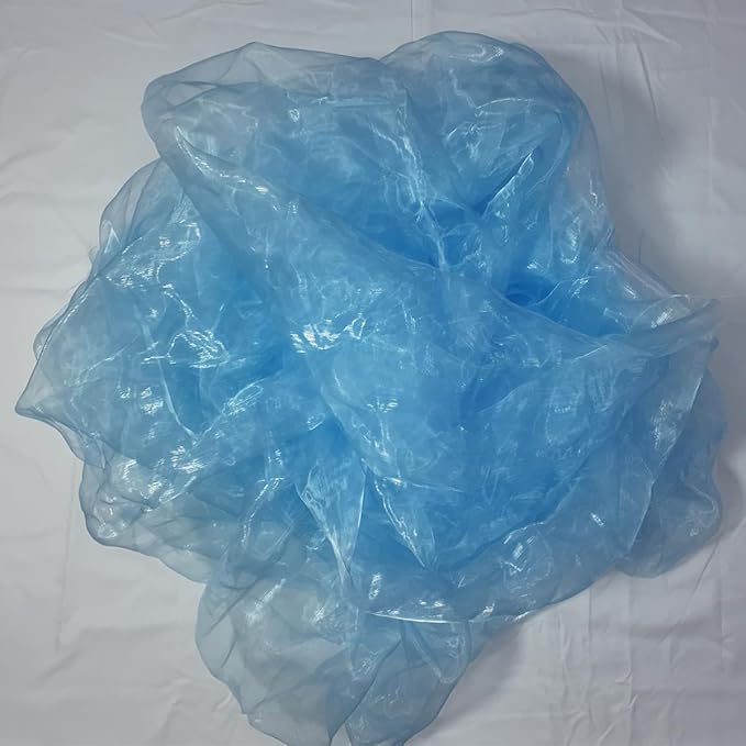 Two-Tone Iridescent Holographic Organza Fabric - 11 Yards | Lightweight Sheer Gauze Voile Tulle | for Dresses, Party Decor, DIY Crafts, Shiny Backdrops(Shimmery ICY Pale Blue)