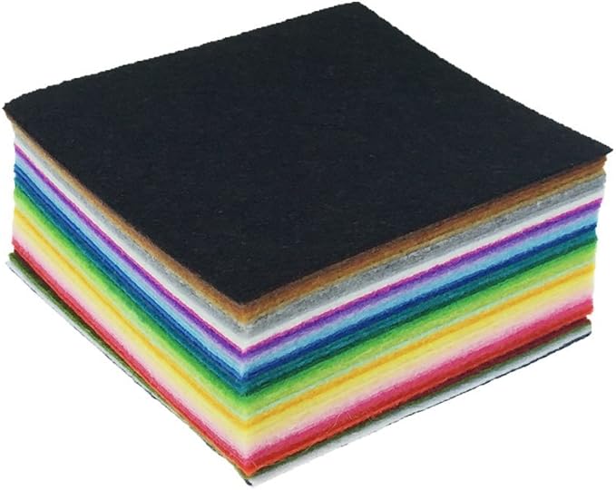 42pcs Felt Fabric Sheet 4"x4" Assorted Color DIY Craft Squares Nonwoven 1mm Thick