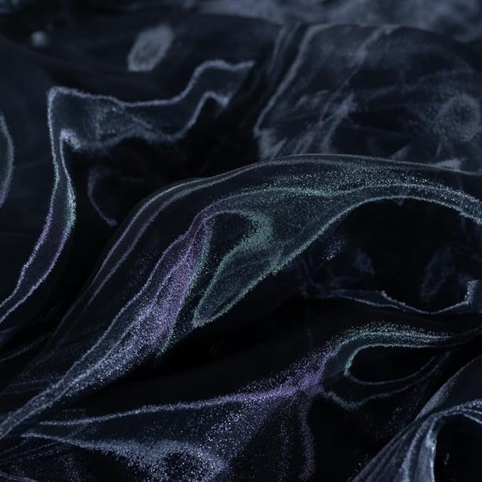 Fynite Black Organza Fabric by The Yard | 1 Yard Long | 44" Wide | Bridal Soft Sheer Organza Tulle for DIY Wedding Dress Fashion Craft Decorations