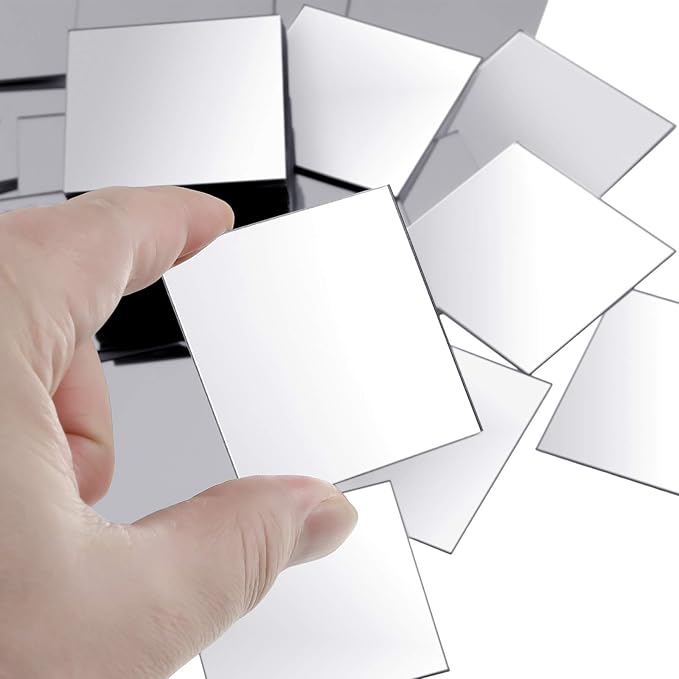Jetec 50 Pieces Mini Size Square Mirror Adhesive Small Square Craft Mirror Tiles for Crafts and DIY Projects Supplies Home Decoration(3 x 3 Inch)