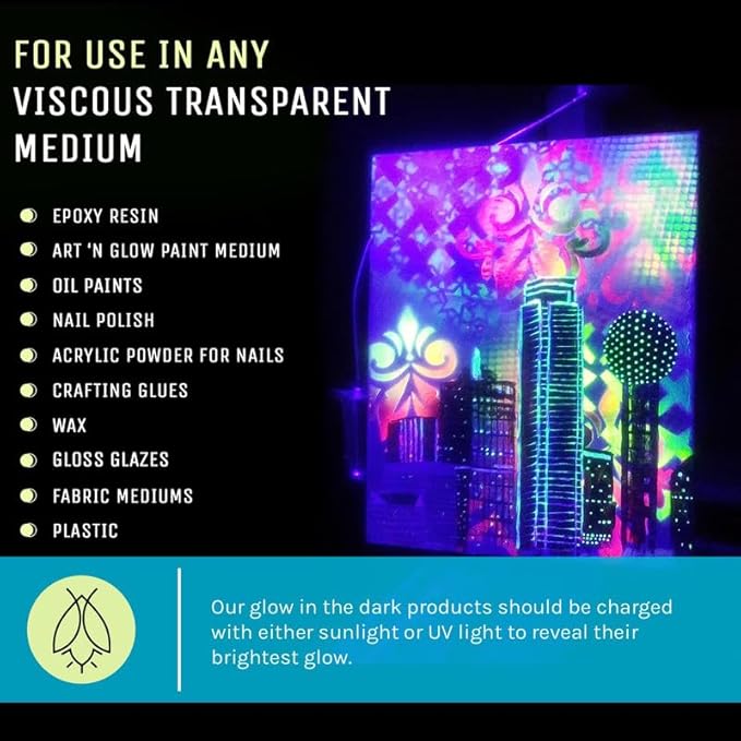 Glow in The Dark Pigment Powder - Neutral and Fluorescent Color for Art Painting, Fine Art, Nail Art Paint, and DIY Crafts - Long Lasting 10+ Color Options - Neutral Sky Blue - (1 Kilogram)
