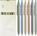 Gel Pens, 6 Pcs Black Ink Pens for Women, 0.5mm Fine Point Smooth Writing Pens, High-End Series Retractable Pens for Journaling Note Taking (6 Pcs Gold Morandi)