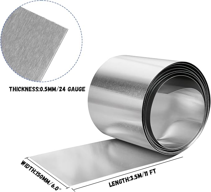 Aluminum Flashing Roll，Aluminum Sheet Roll 3500x150x0.5mm(LxWxT) Applicable to Various House Repair and DIY Projects