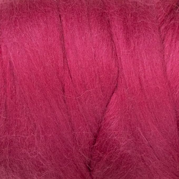 Kondoos Colored Natural Wool roving, 1 lb. Best Wool for Needle Felting, Wet Felting, handcrafts and Spinning. (Red Wine, 1 lb)