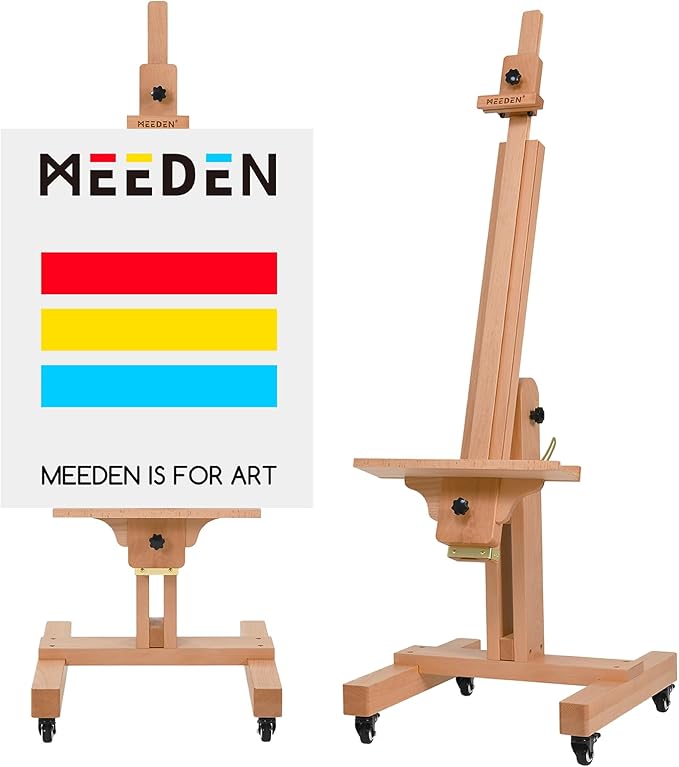 MEEDEN Large Art Easel for Painting: Solid Beech Wood Heavy Duty Artist Easel for Adults Beginner Painters - Professional Painting Easel with Tilts Flat can Holds Canvas Art Up to 71" for Art Studio