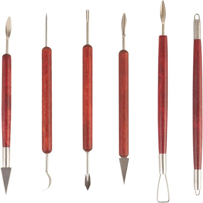 DIYOOHOMY Double-Ended Clay Sculpting Tools Set, 6 Pcs Pottery Carving Tools for Polymer Air Dry Clay, Professional Ceramic Modeling, Trimming, Shaping, DIY Crafts Supplies