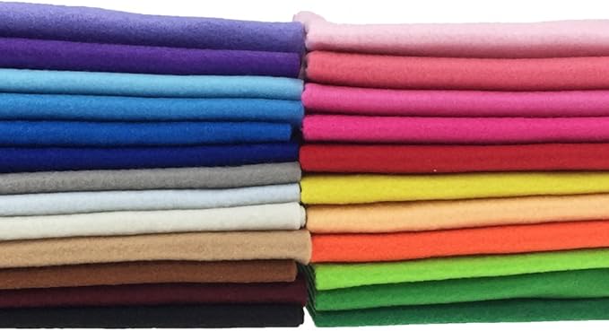 24pcs Thick 1.4mm Soft Felt Fabric Sheet Assorted Color Felt Pack DIY Craft Sewing Squares Nonwoven Patchwork (20 * 20cm)