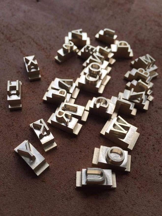 26 Interchangeable Alphabet & Number Mold Set with T-Slot Holder | Custom Brass Engraving Tools for Leather, Wood, Hot Foil Machines | DIY Symbol Dies, Stamping Imprint Templates (Set C)