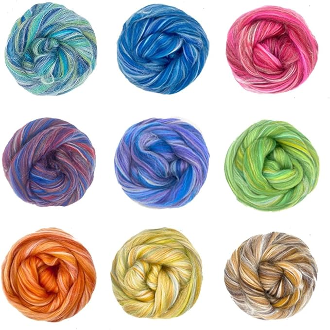 Revolution Fibers – Constellation Range Roving (8 Ounces) | Multicolored Tonal Blend of 70% Dyed Merino and 30% Tussah Silk Combed Top | Soft Fiber for Felting, Spinning, Knitting (Orion Yellow)