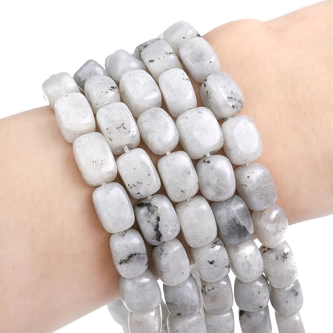 Natural Spectrolite Cuboid Stone Loose Semi Gemstone Beads for Jewelry Making 8mmx12mm 38cm/Strand