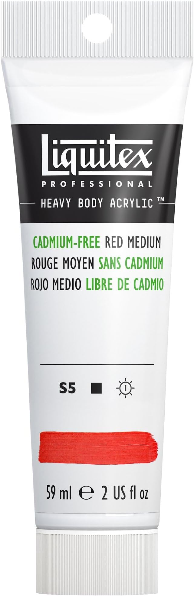 Liquitex Professional Heavy Body Acrylic Paint, 2-oz (59ml) Tube, Cadmium Free Red Medium
