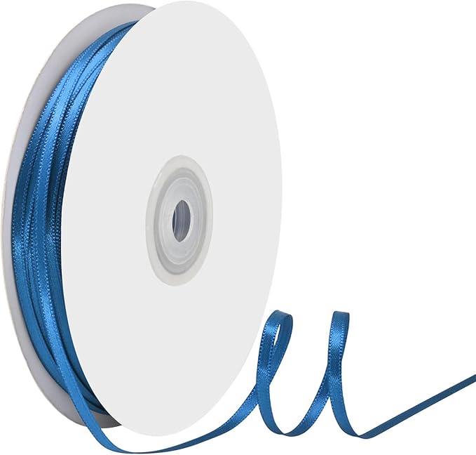 1/8" X 100 Yards Royal Blue Satin Thin Ribbon Solid Color Double Faced Ribbons Perfect for Crafts Wedding Decor Bow Making Arts Sewing and More