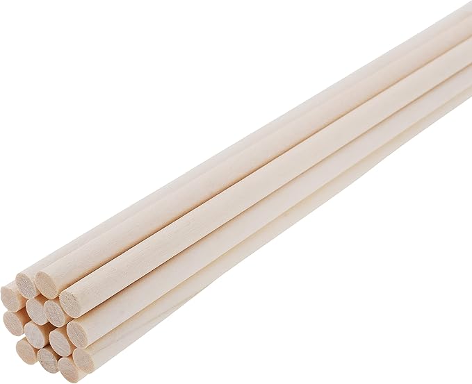 Mandala Crafts Wood Sticks Wooden Dowel Rods 36 Inches Wooden Sticks for Crafts Sticks Macrame Dowels - 50 Unfinished Wood Dowels 1/4 Inch Cake Dowels for Tiered Cakes