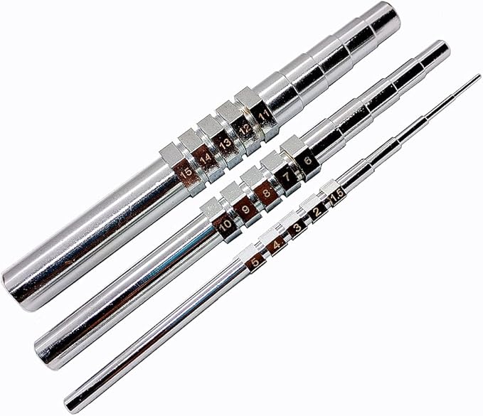 MMoon-L&F Wire Looping Wrapping Step Mandel Steel Round Bead Working Loop Jump Ring Metal Jewelry Forming Tool with 3pcs and 15 Sizes