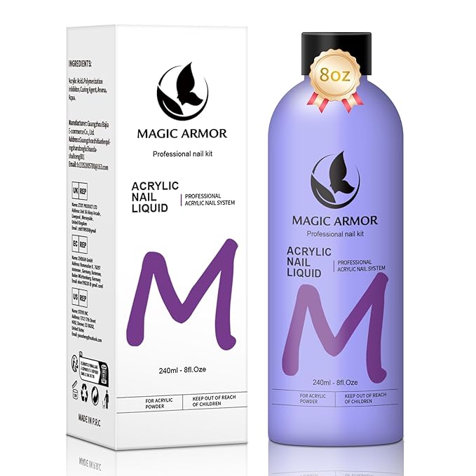 8FL.OZ Acrylic Liquid Monomer Acrylic Nail Liquid Non-Yellowing Acrylic Liquid Professional EMA Monomer Liquid for Acrylic Nail Extension and Carving, DIY Home Nail Salon Use
